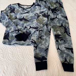 Modern Kids Sz. 6 Shark Print Kids Pajamas - Blue and Gray Snug Fitting
